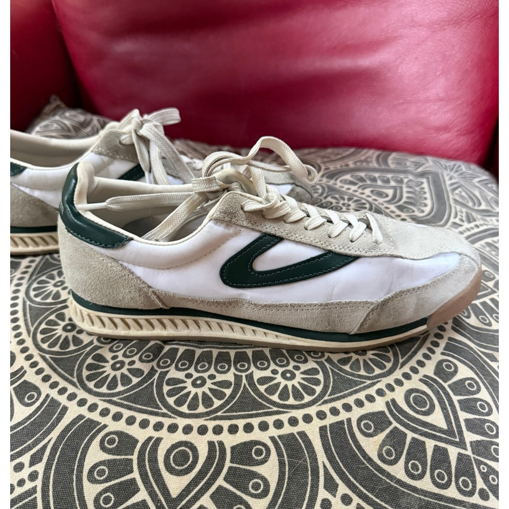 Tretorn Rawlins 2.0 Retro Low Top Sneakers Green White Suede Trim Preppy